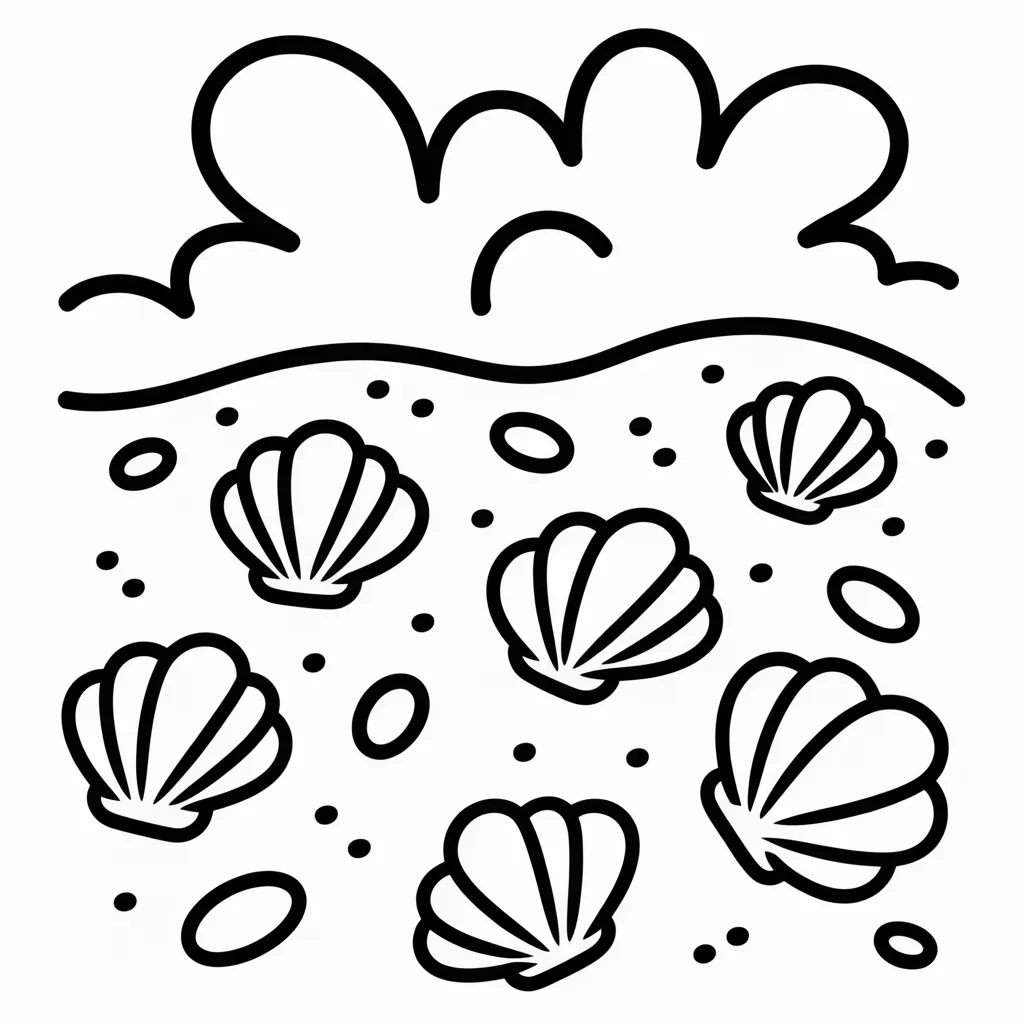 beach scene with shells