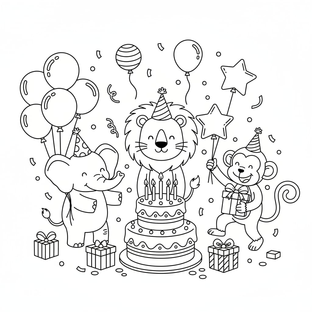 birthday coloring pages animals
