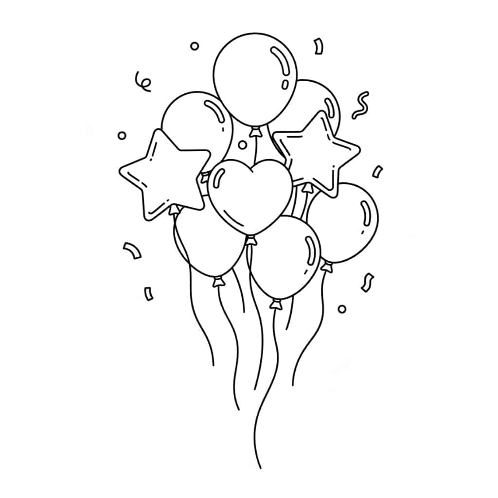 birthday coloring pages ballons