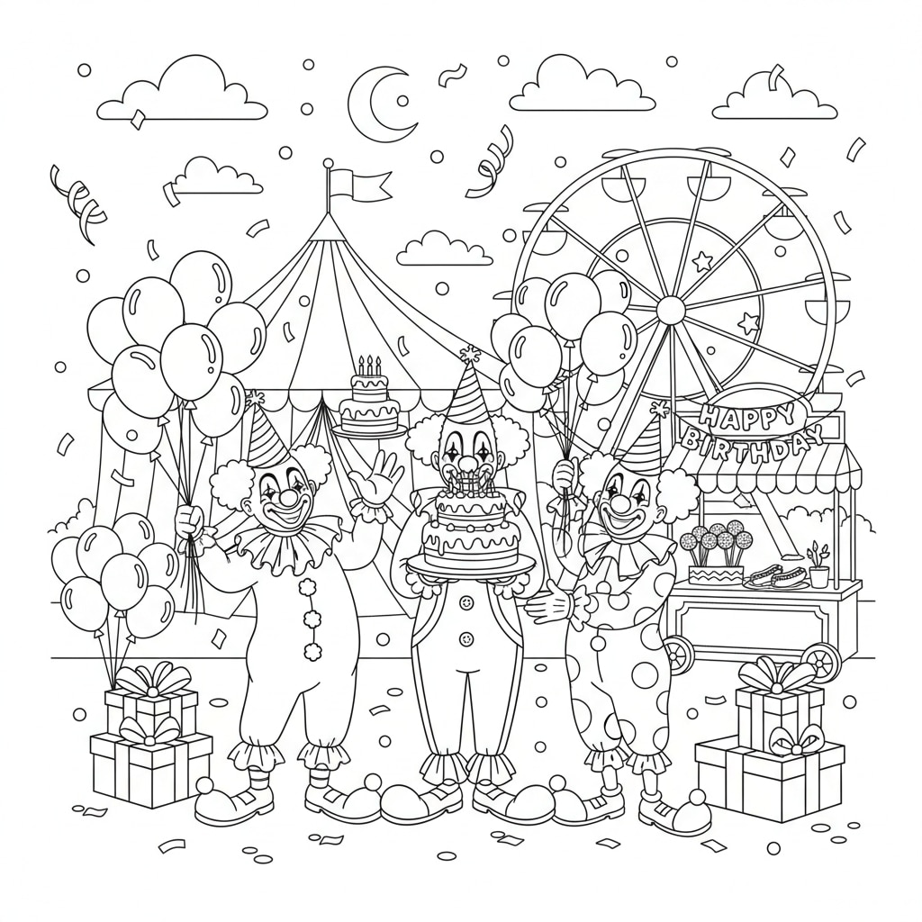 birthday coloring pages carnival