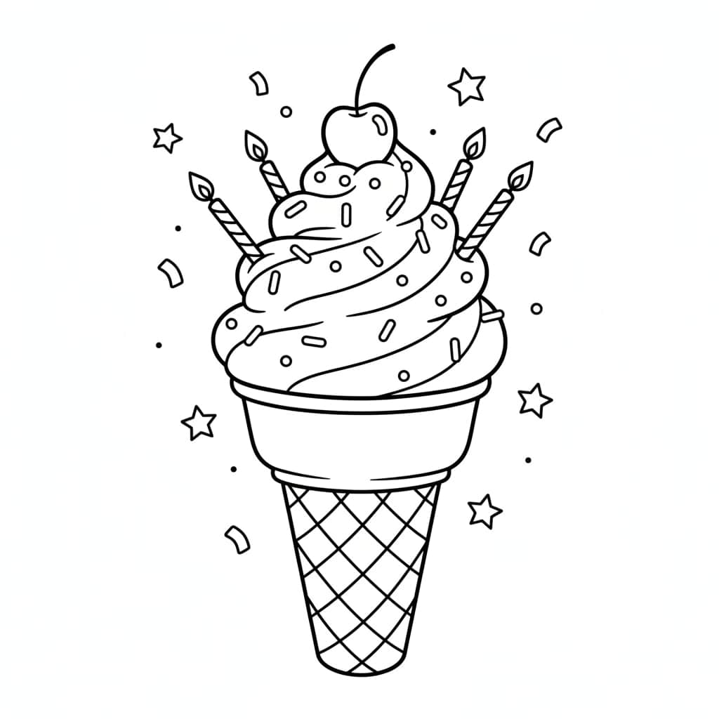 birthday coloring pages cone