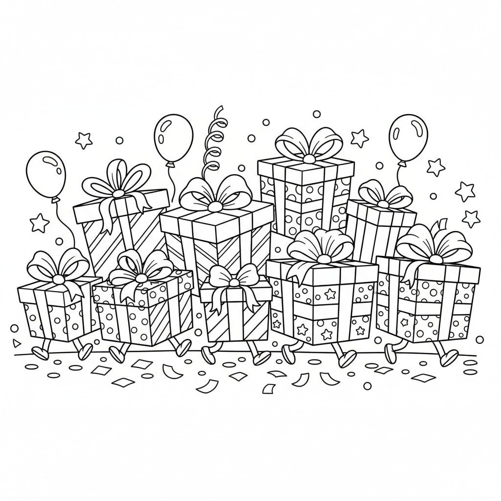 birthday coloring pages gifts parade