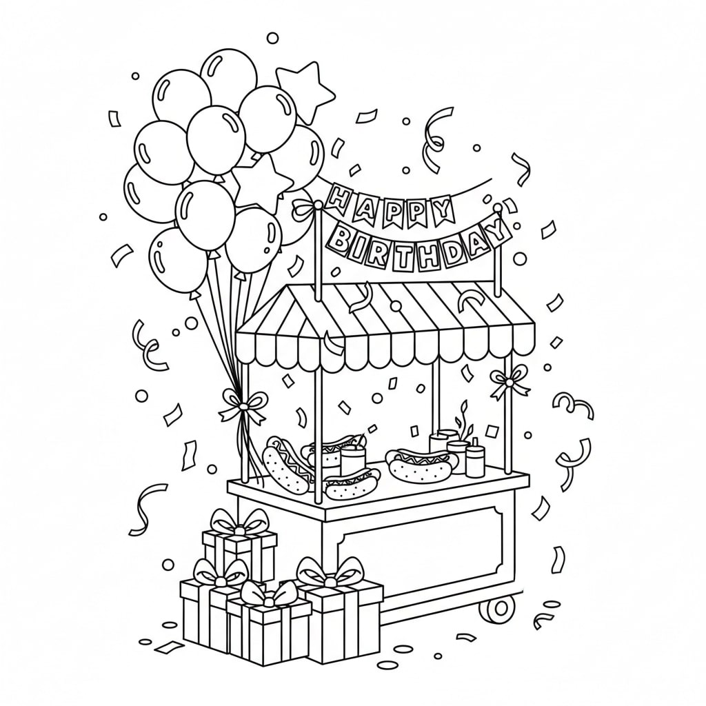 birthday coloring pages hot dog