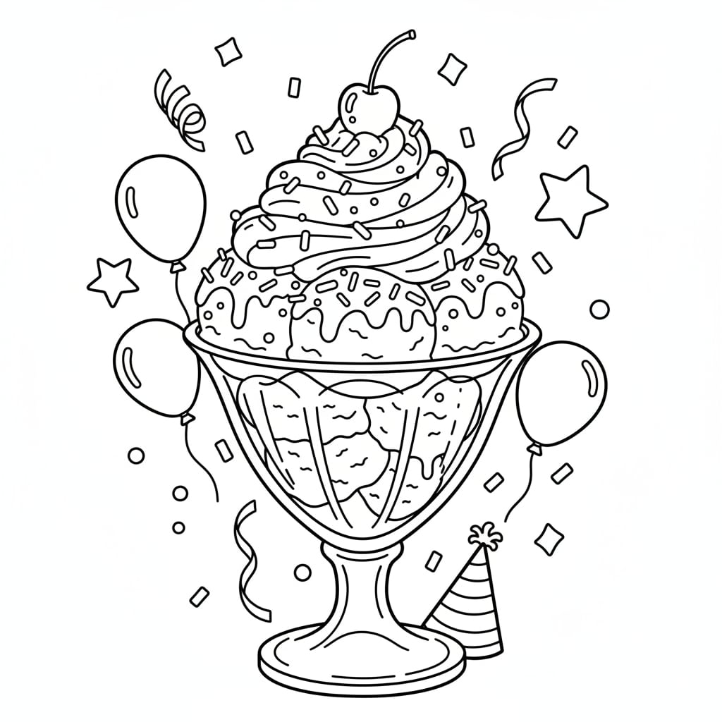 birthday coloring pages ice cream