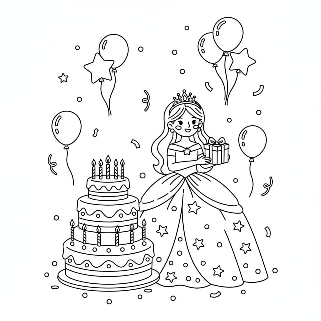 birthday coloring pages princess