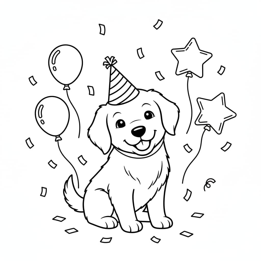 birthday coloring pages puppy