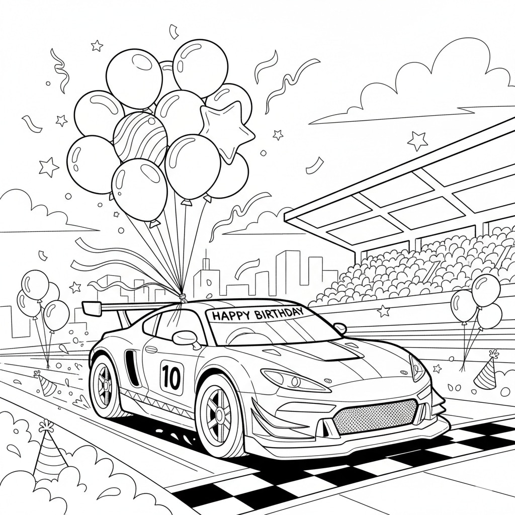 birthday coloring pages race car