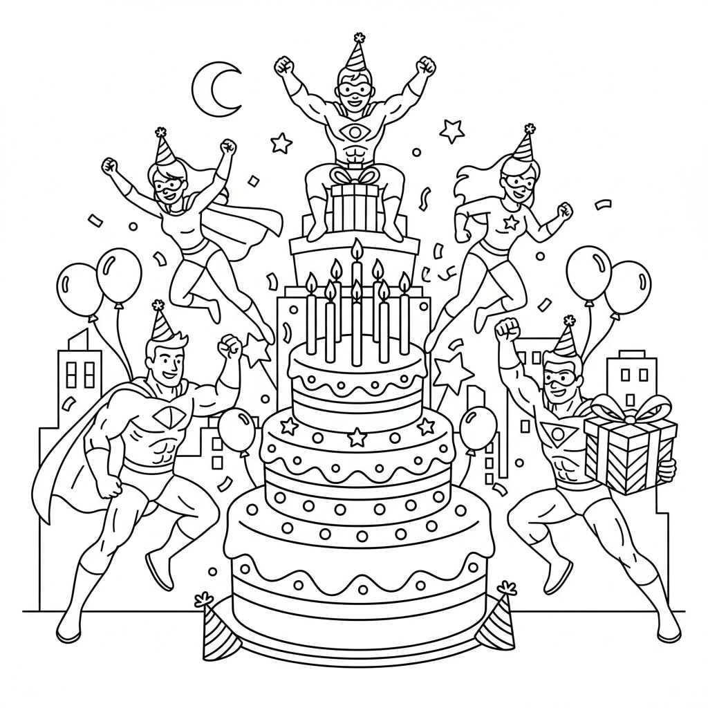 birthday coloring pages superheros