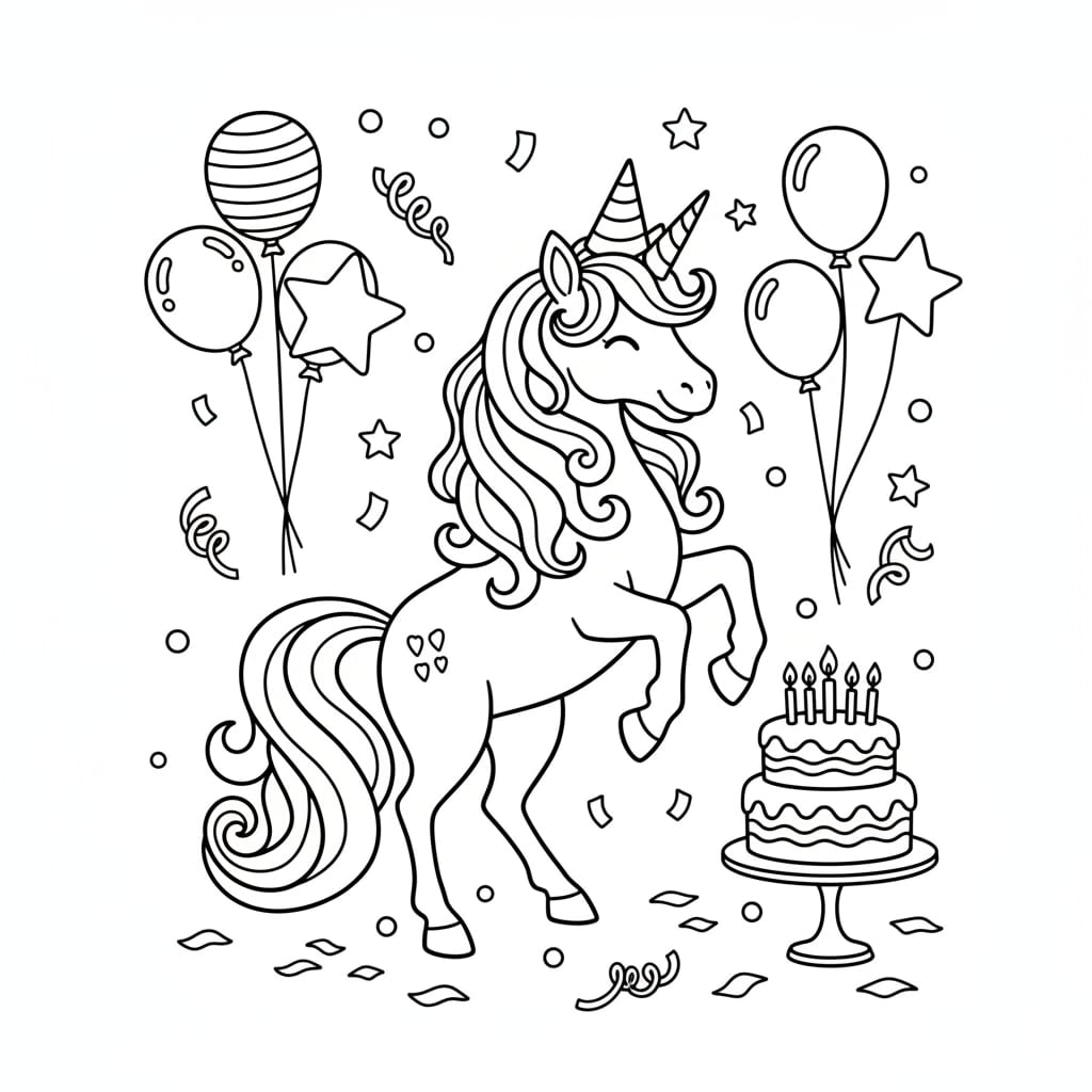 birthday coloring pages unicorn