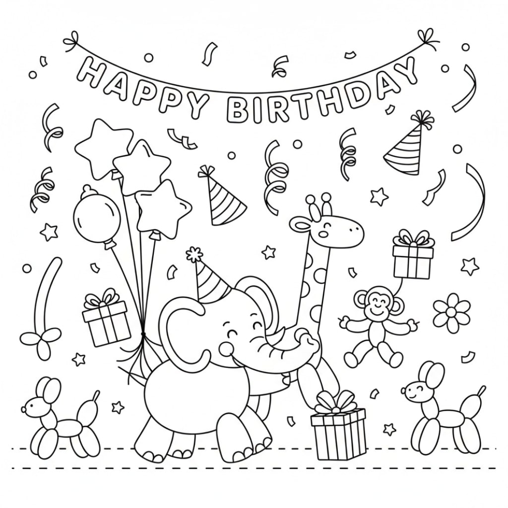 birthday coloring pages zoo parade