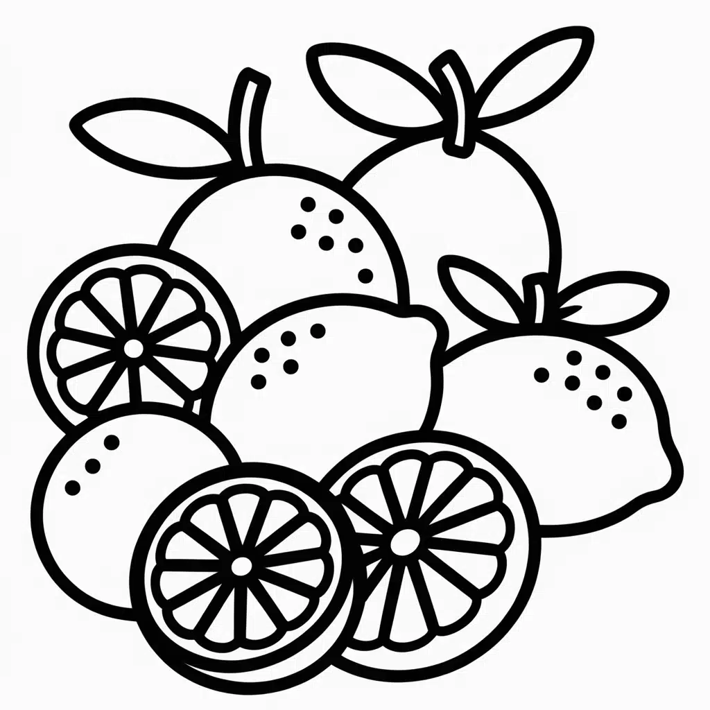 citrus fruit variety coloring page