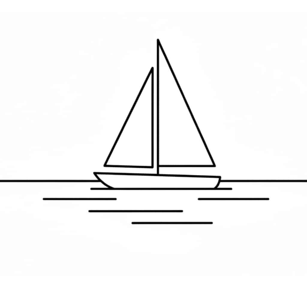 coloring page beach boat