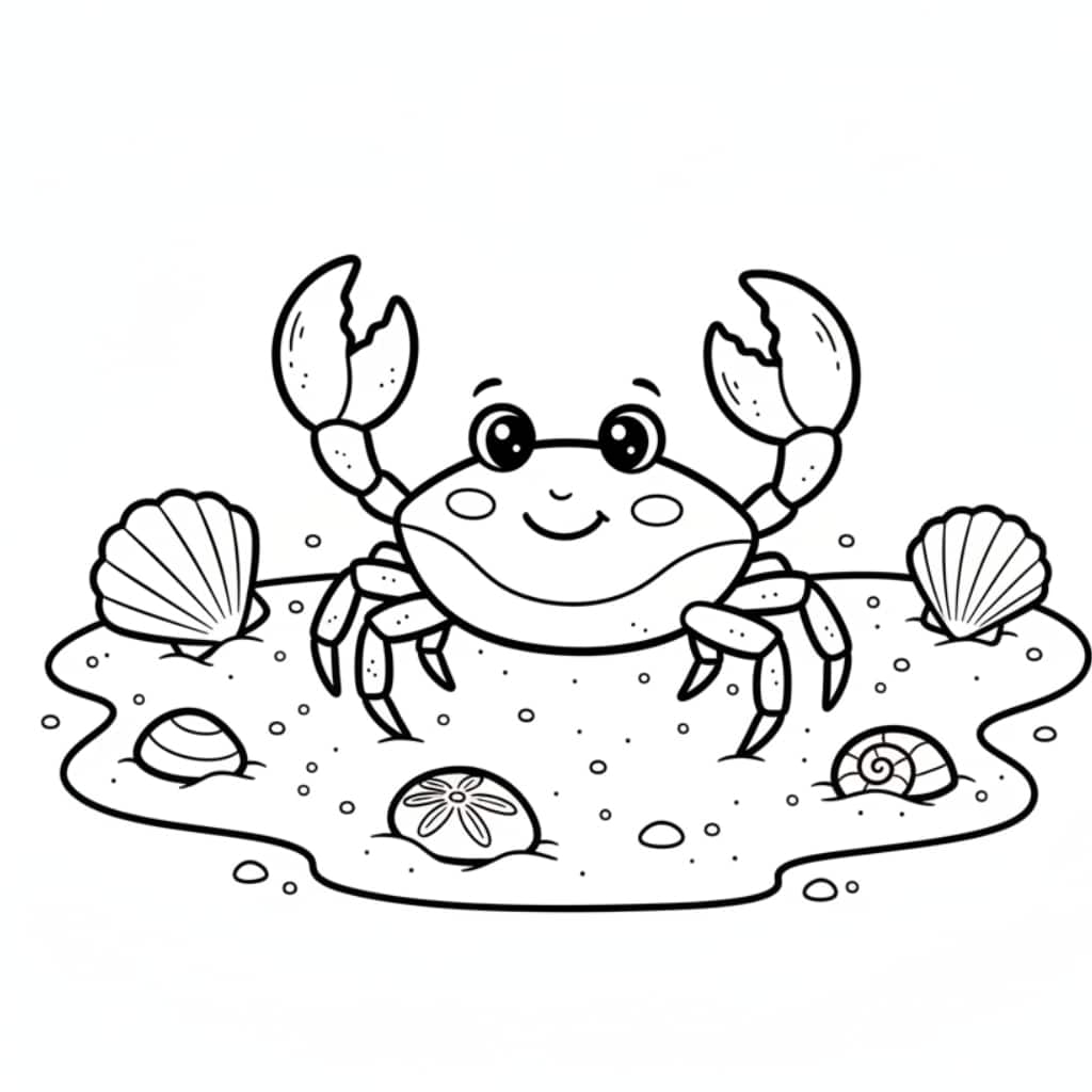coloring page beach crab
