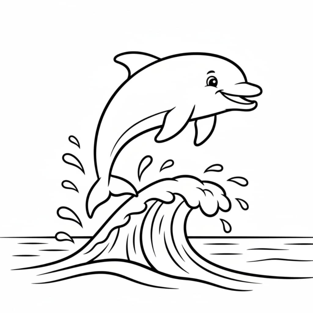 coloring page beach dolphin