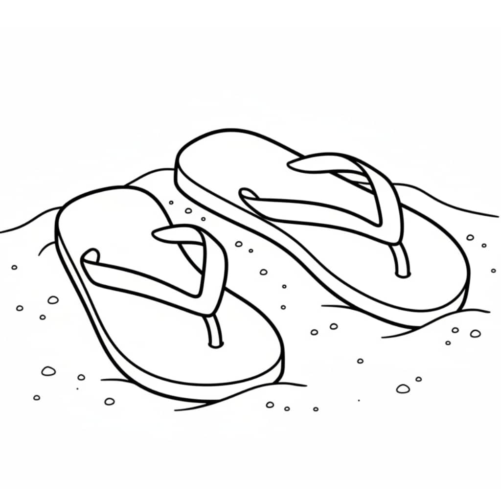 coloring page beach flip flops