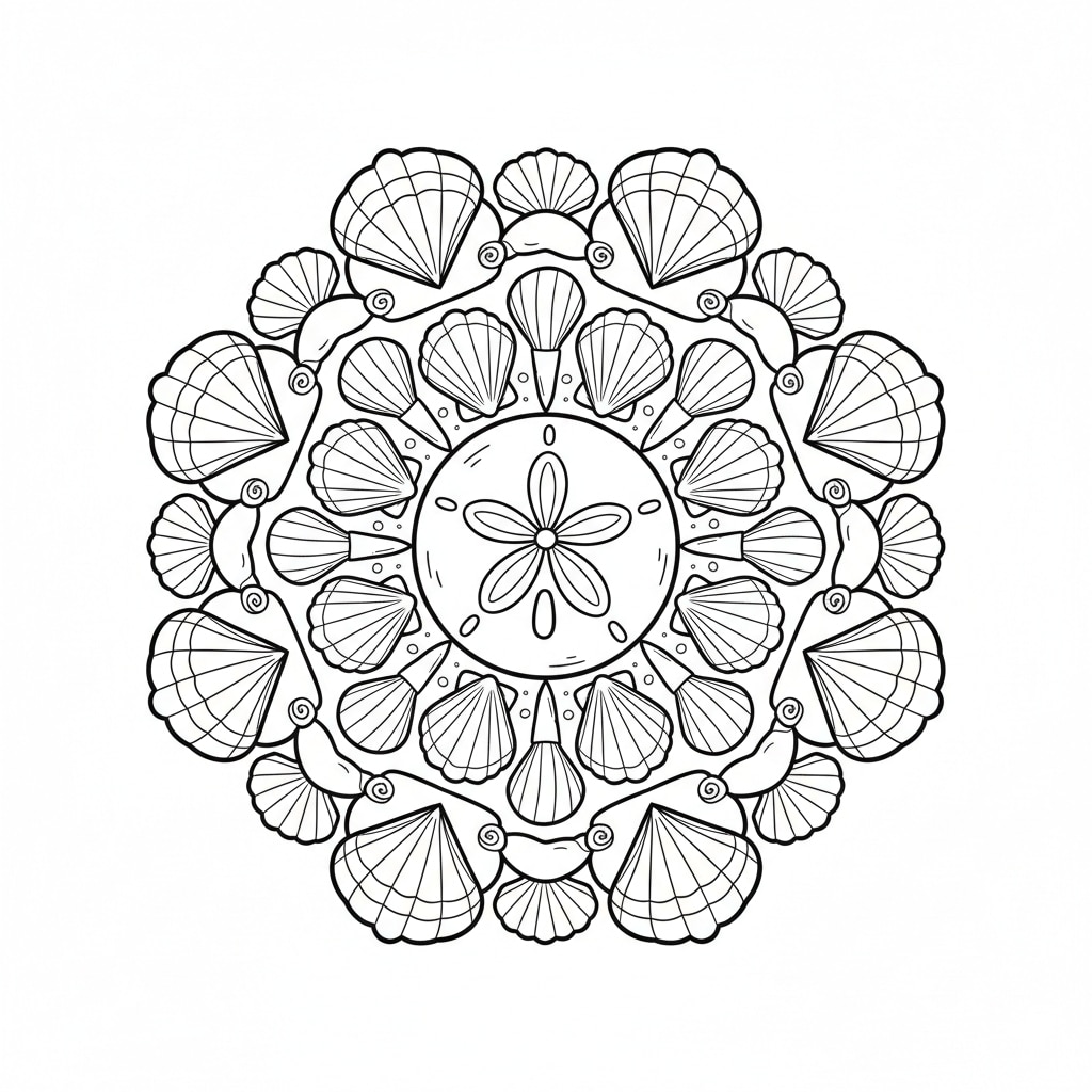 coloring page beach mandala