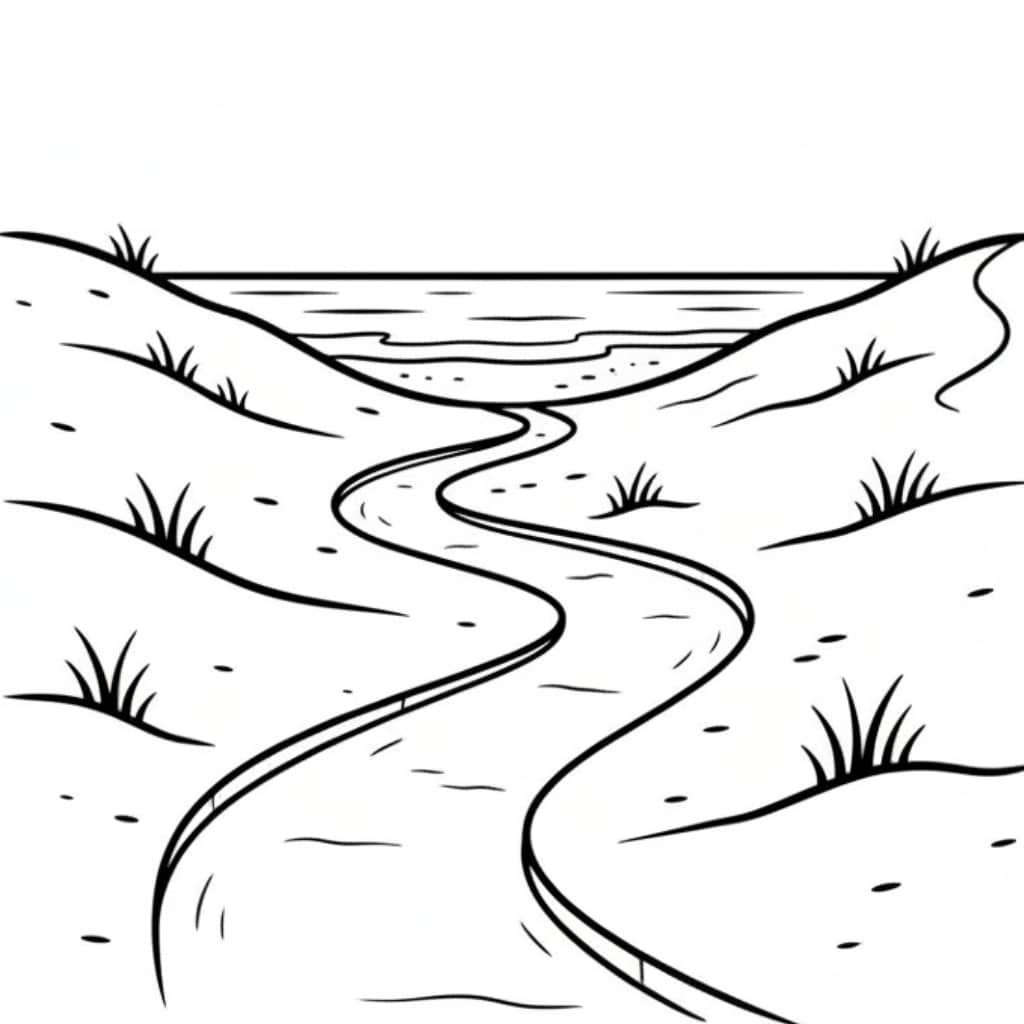 coloring page beach path