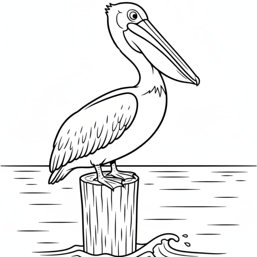 coloring page beach pelican