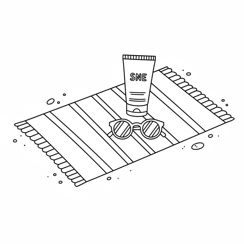coloring page beach sunscreen