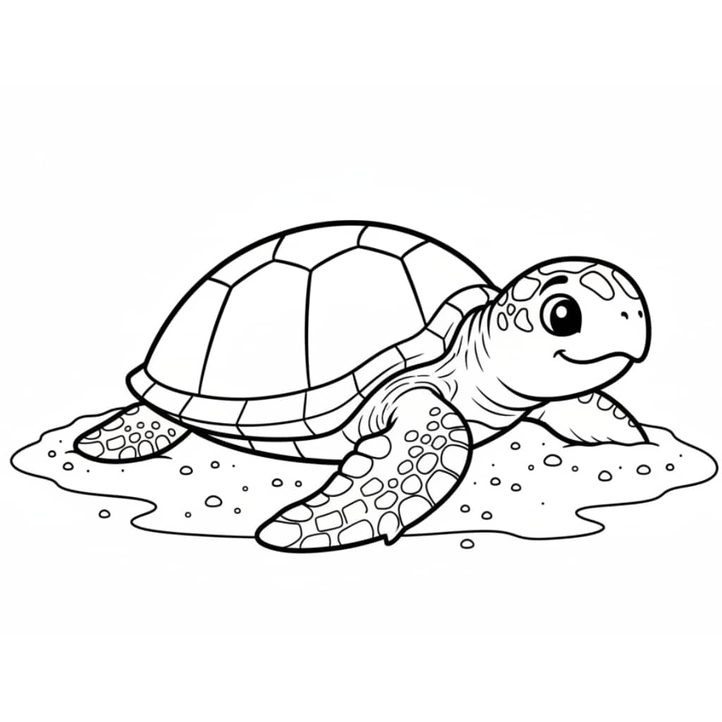 coloring page beach turtle
