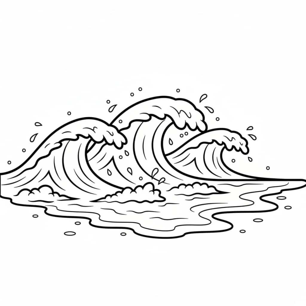 coloring page beach waves