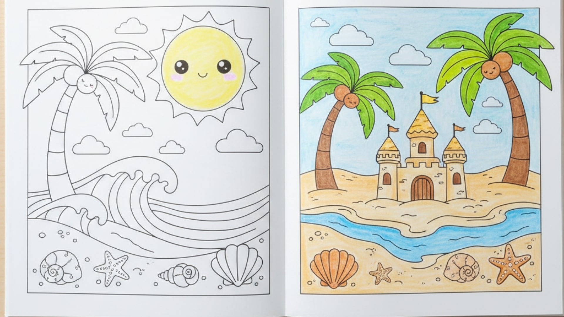 coloring page beach