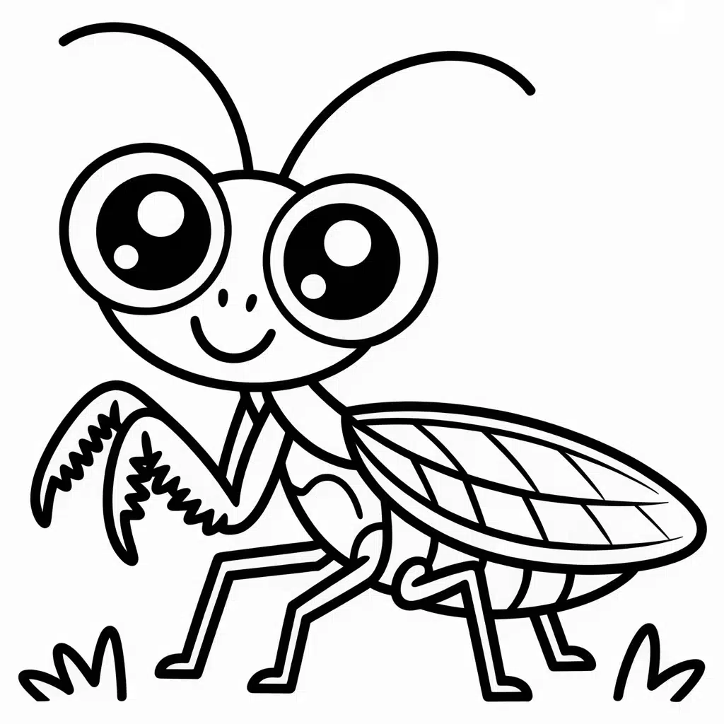 cute cartoon mantis with big eyes