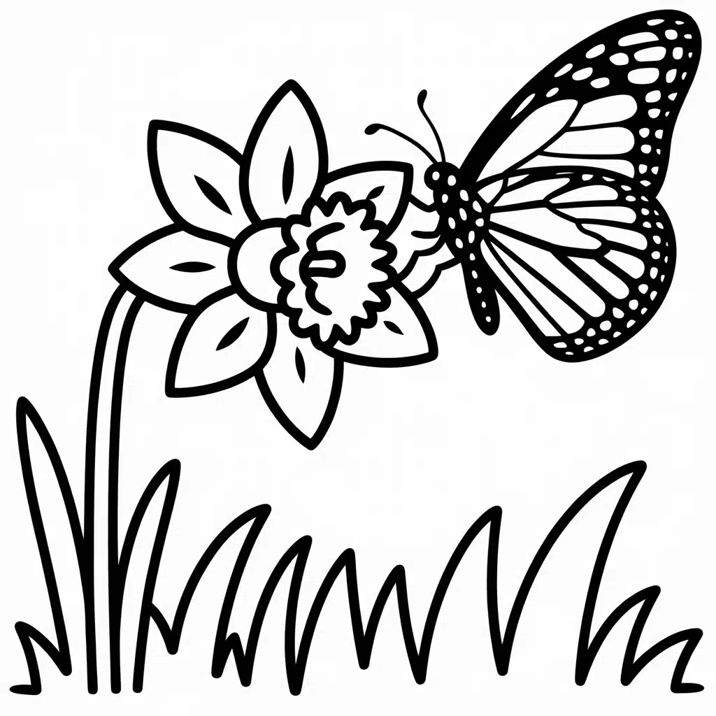 daffodil and a butterfly