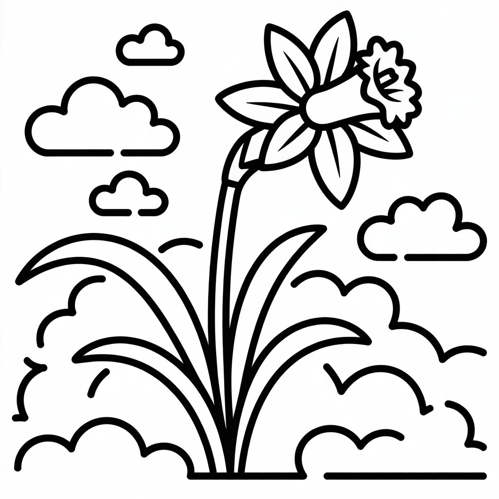 daffodil and cloud shapes