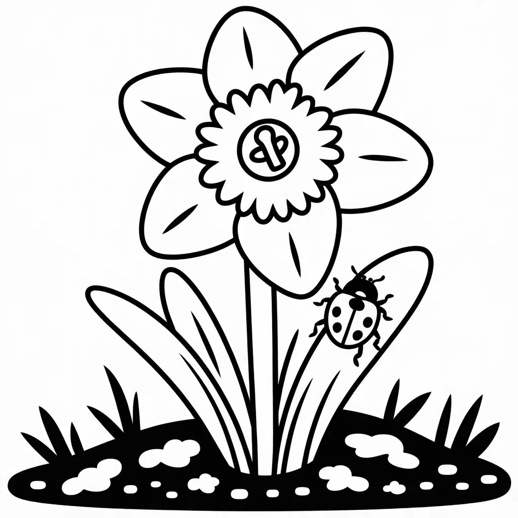 daffodil and ladybird