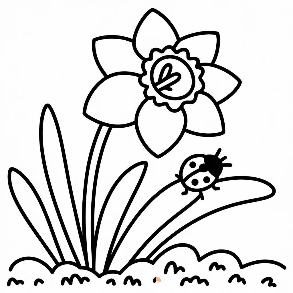 daffodil and ladybug