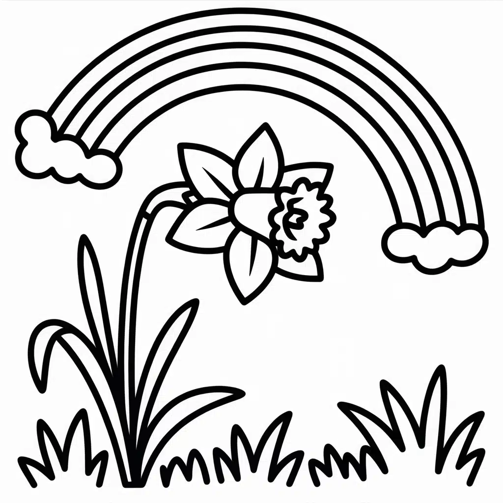 daffodil with a rainbow