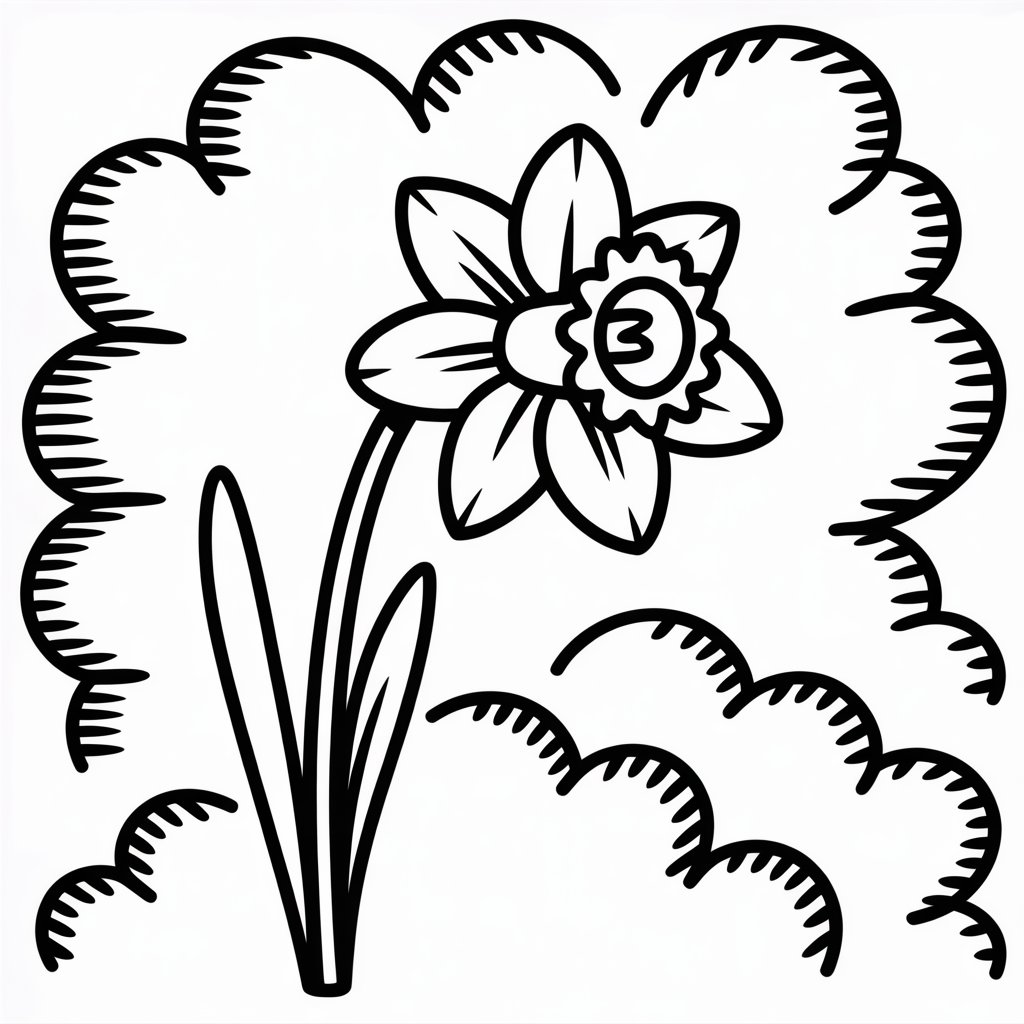 daffodil with cloudy sky