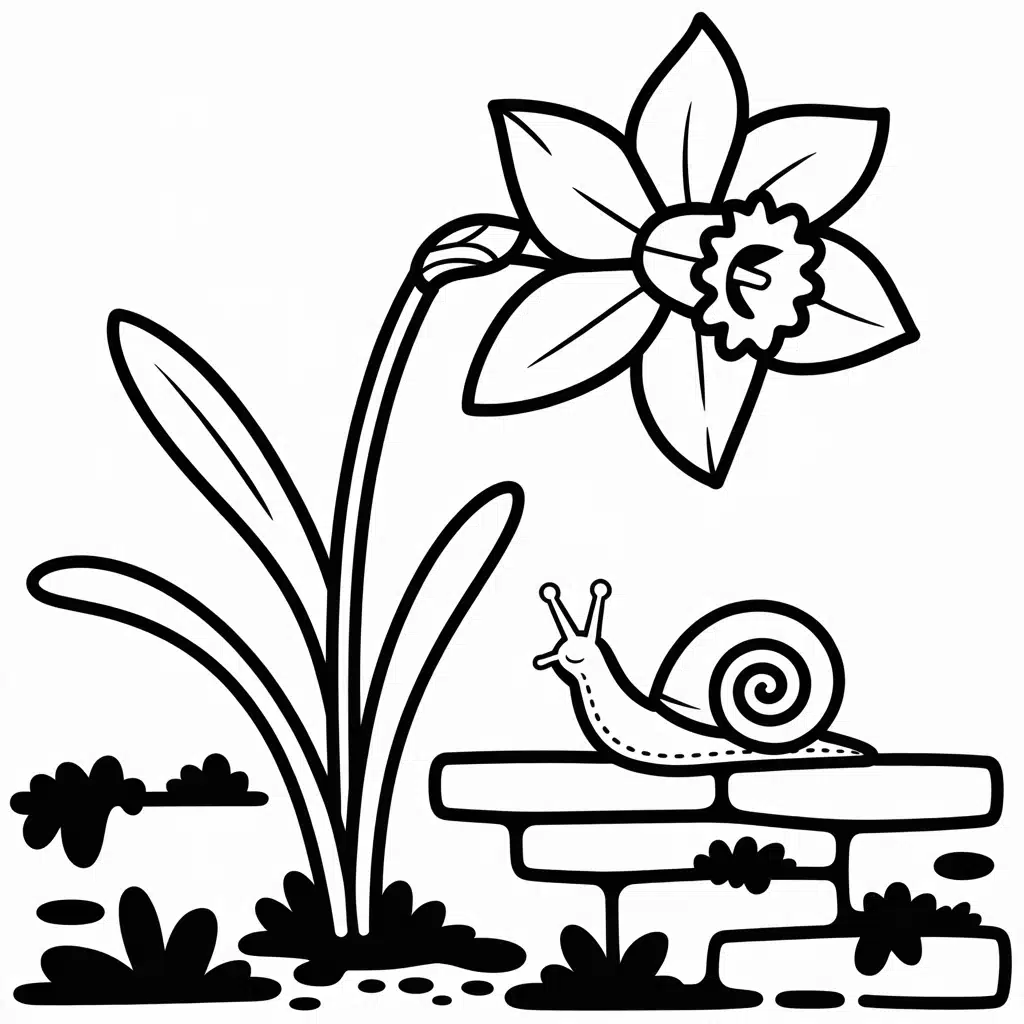 daffodil with snail
