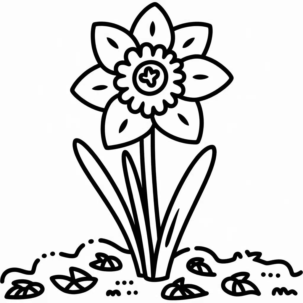 daffodil with snowflakes