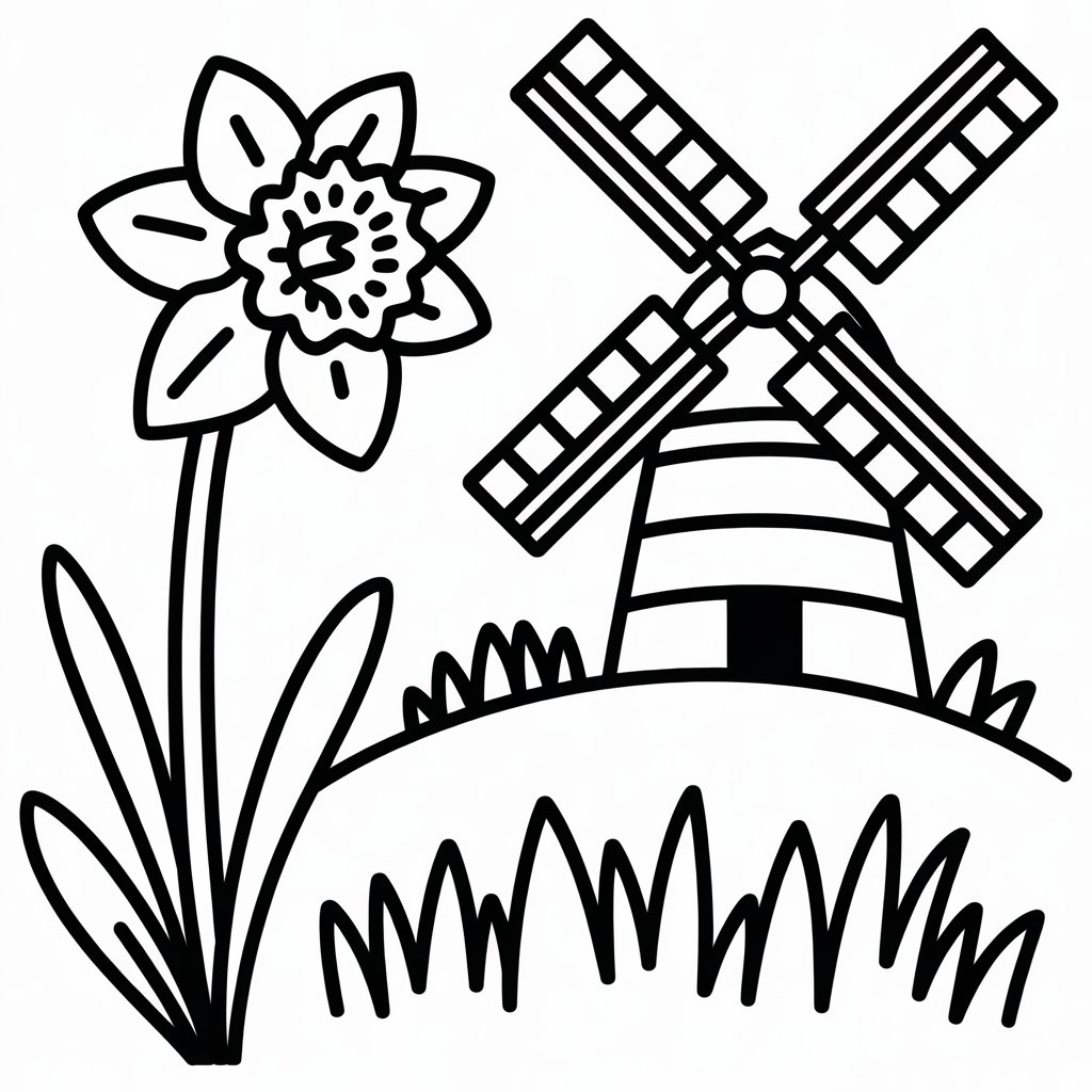 daffodil with windmill