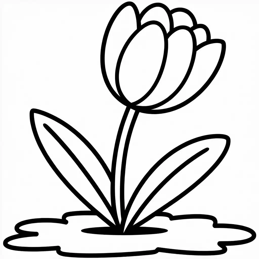 easy tulip coloring page