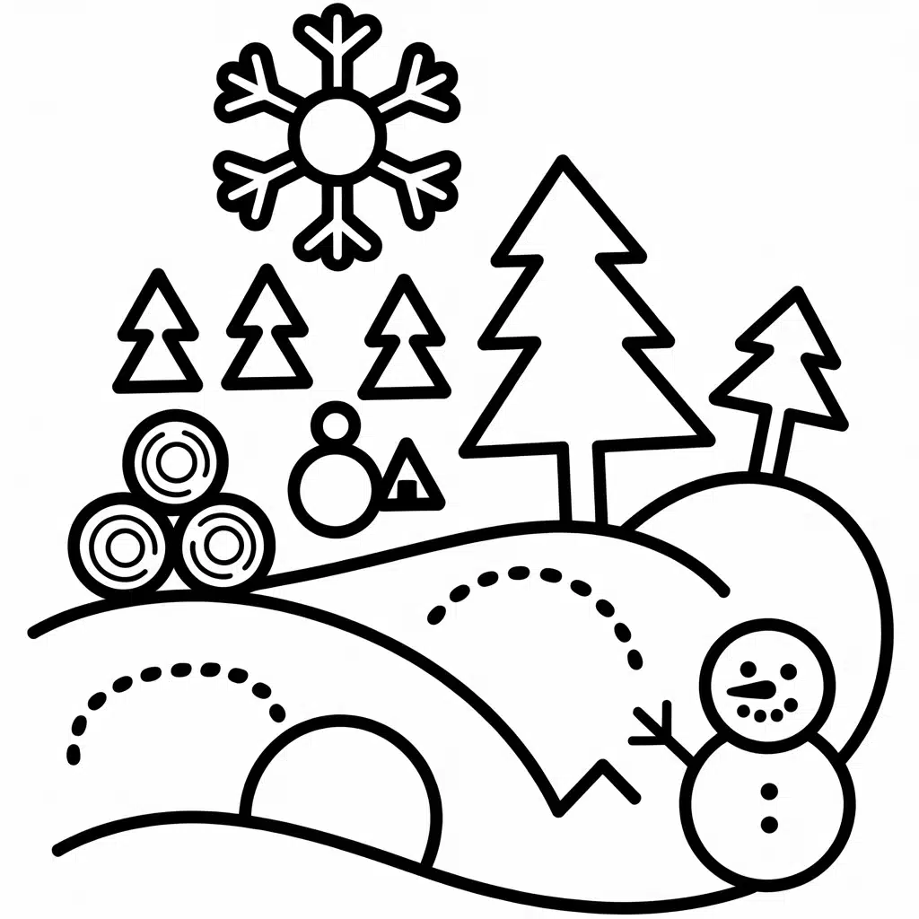 easy winter shapes coloring page