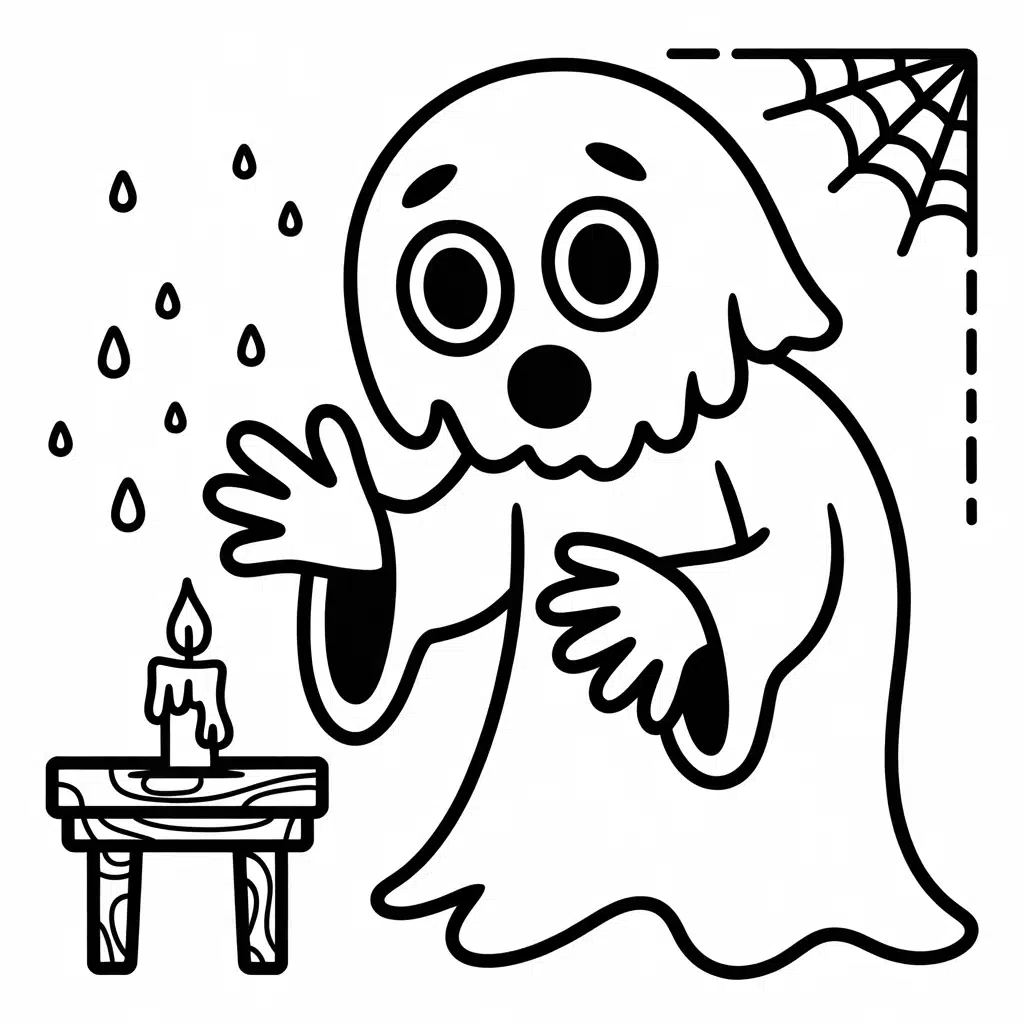 floating ghost with spooky eyes