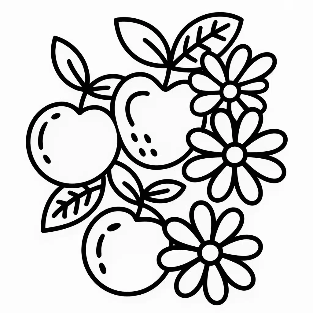 fruit and flowers coloring page