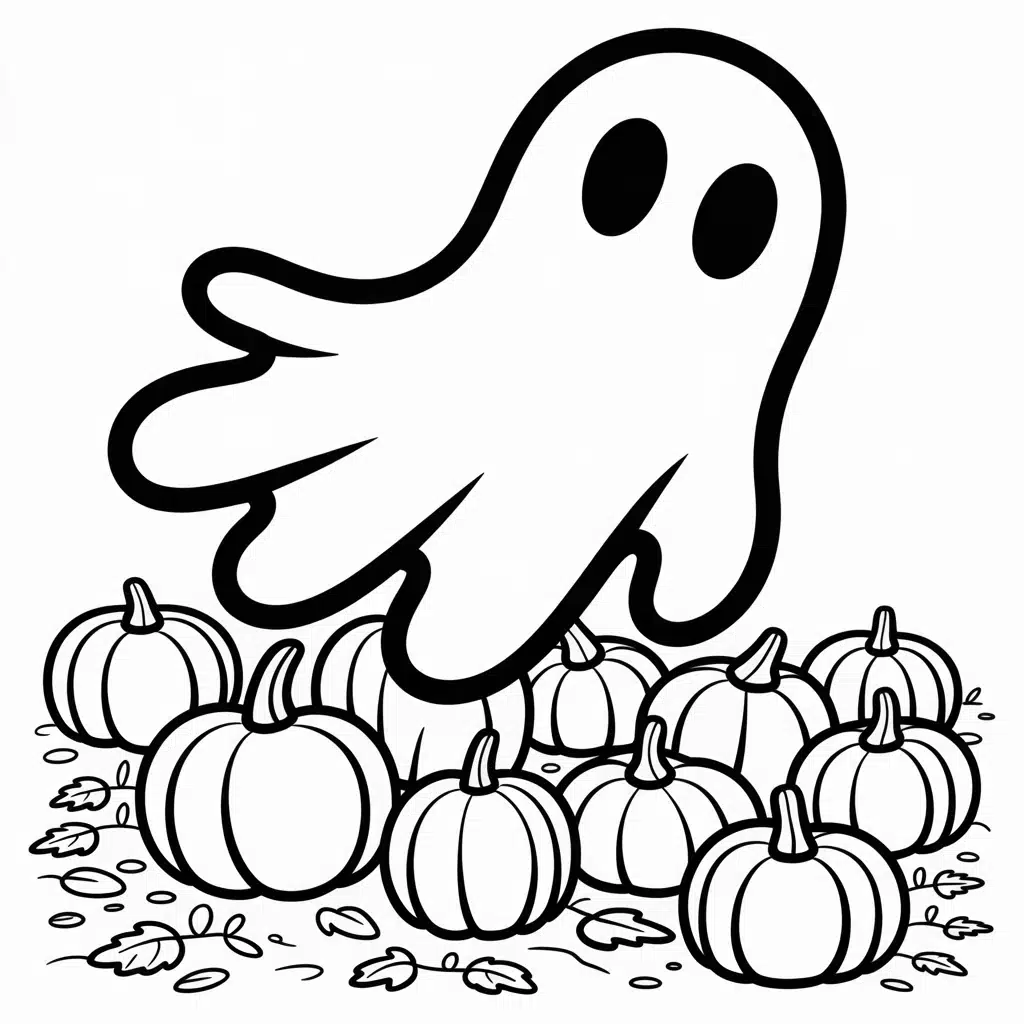 ghost in a pumpkin patch