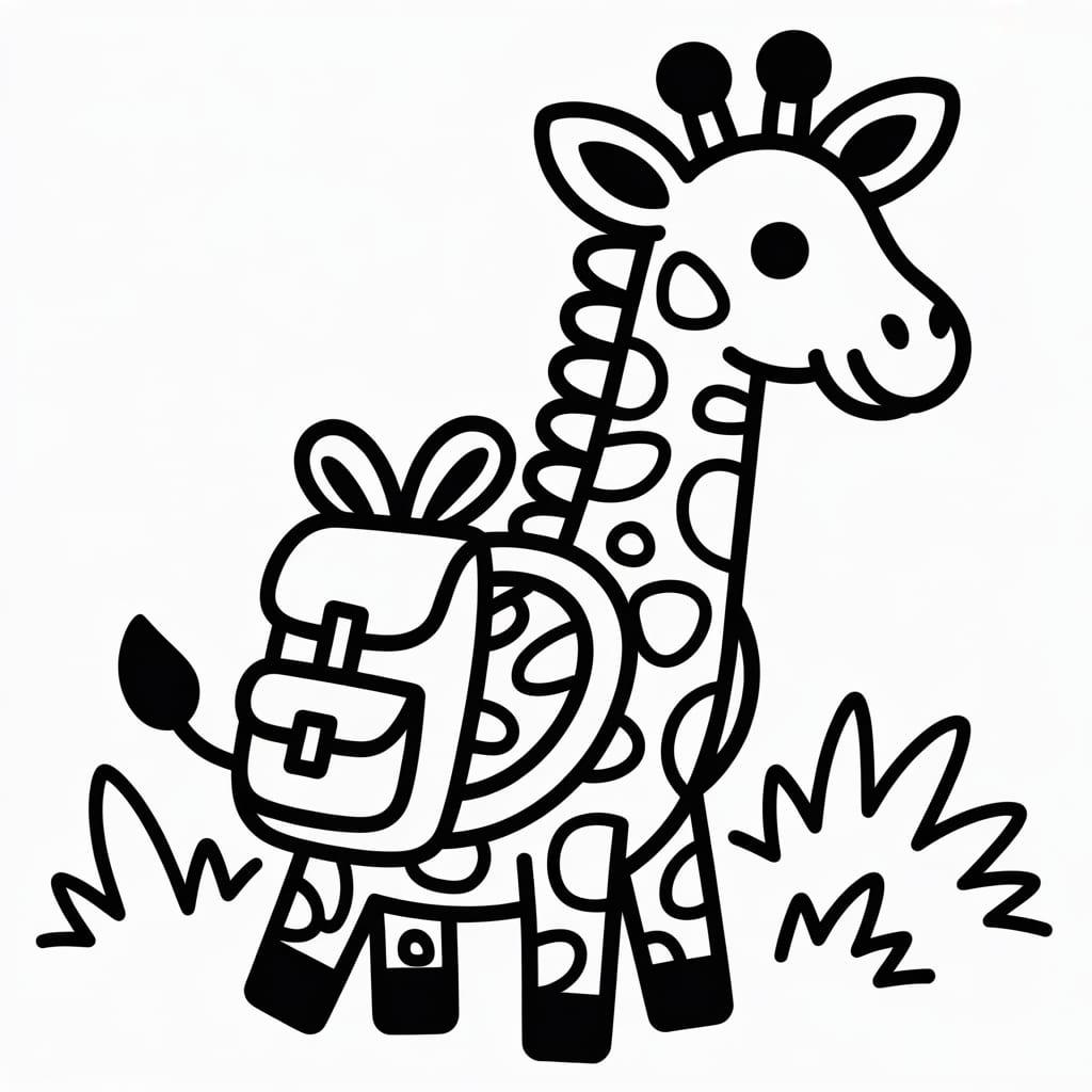 giraffe coloring page bag