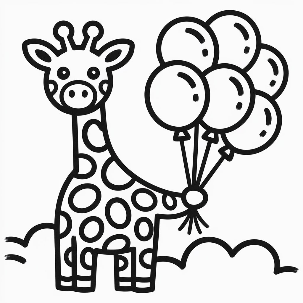 giraffe coloring page ballon