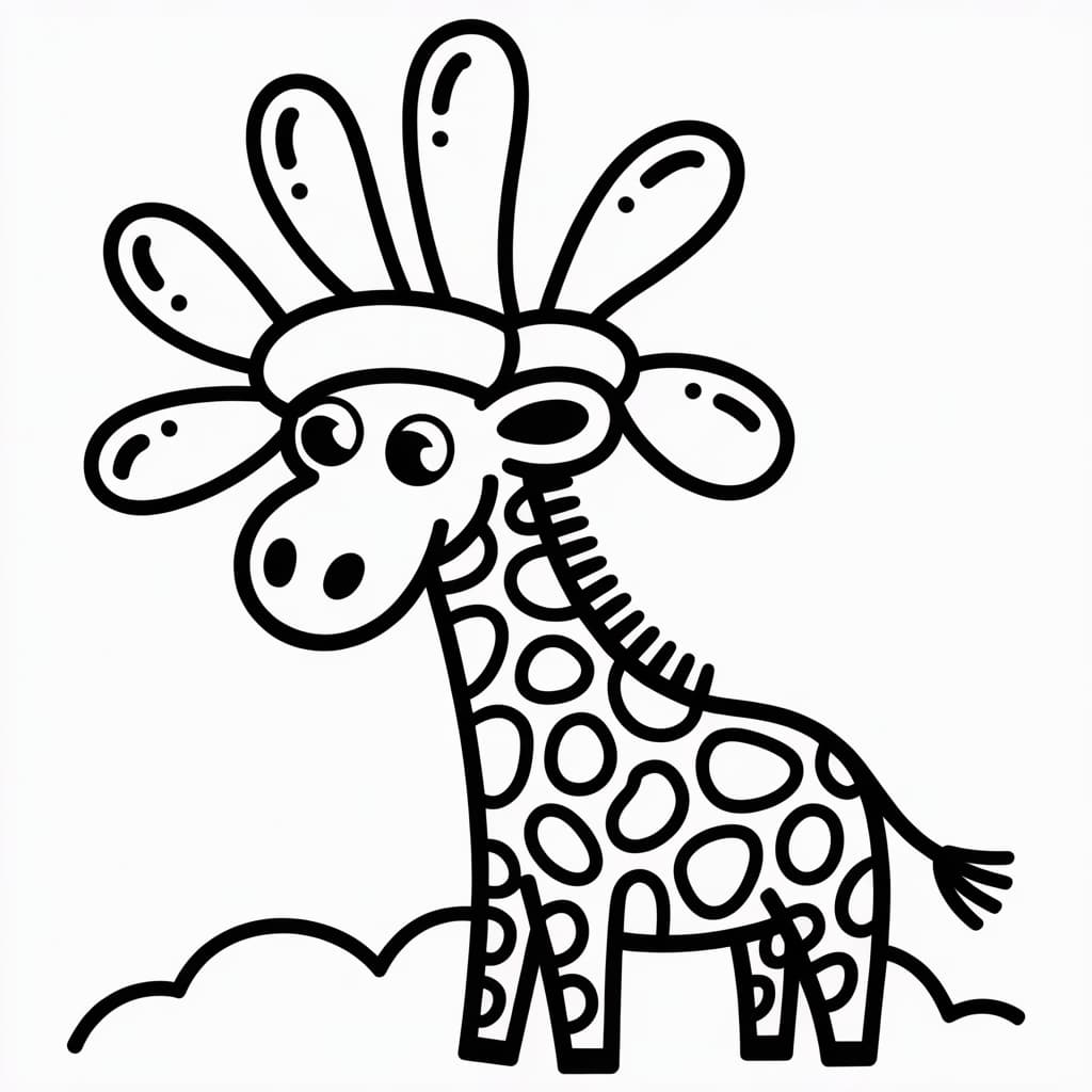 giraffe coloring page balloon hat