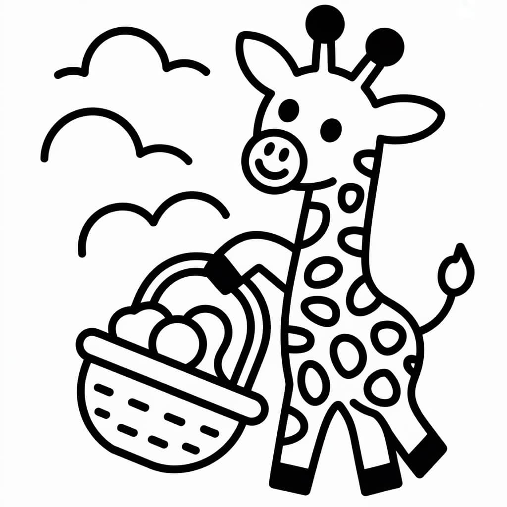 giraffe coloring page basket
