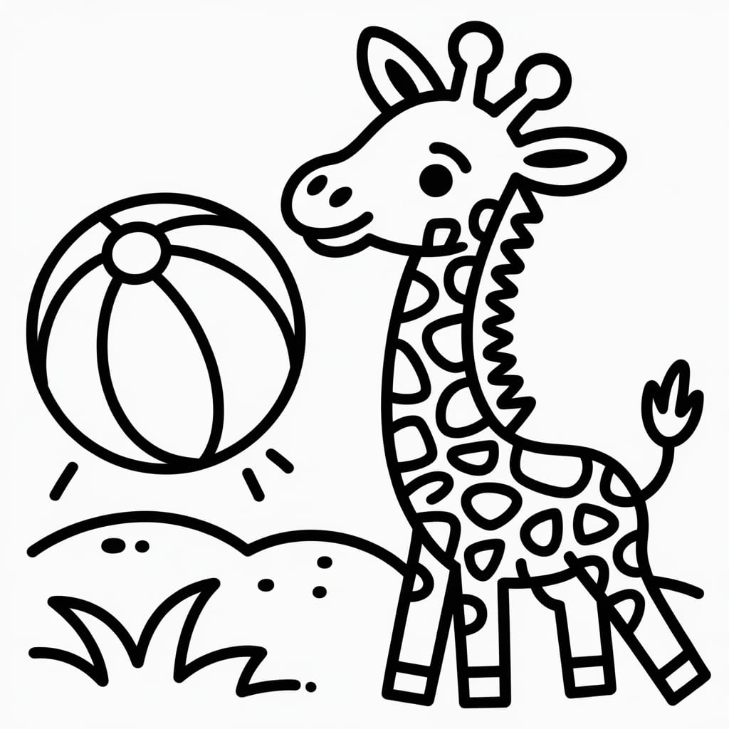 giraffe coloring page beach ball