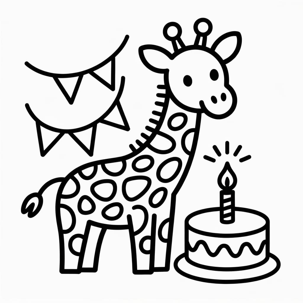 giraffe coloring page cake birthday