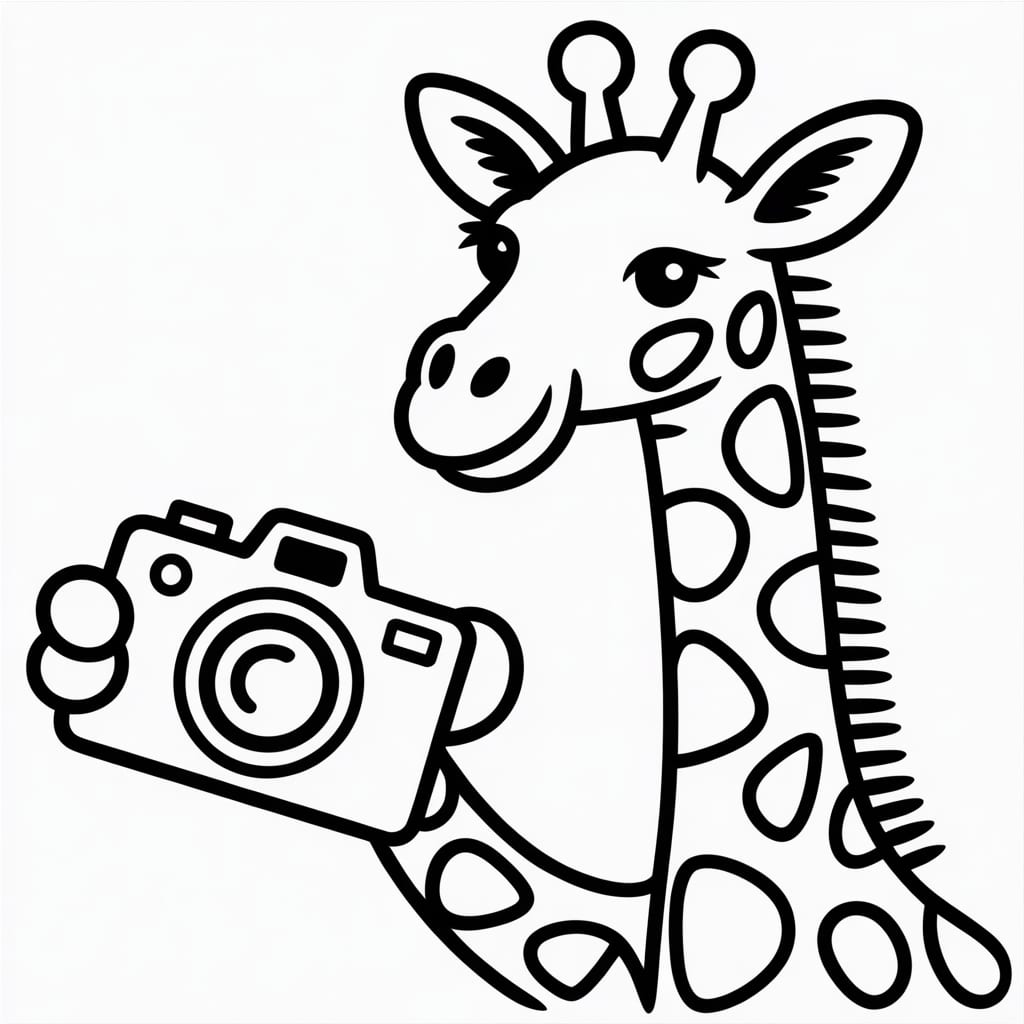giraffe coloring page camera