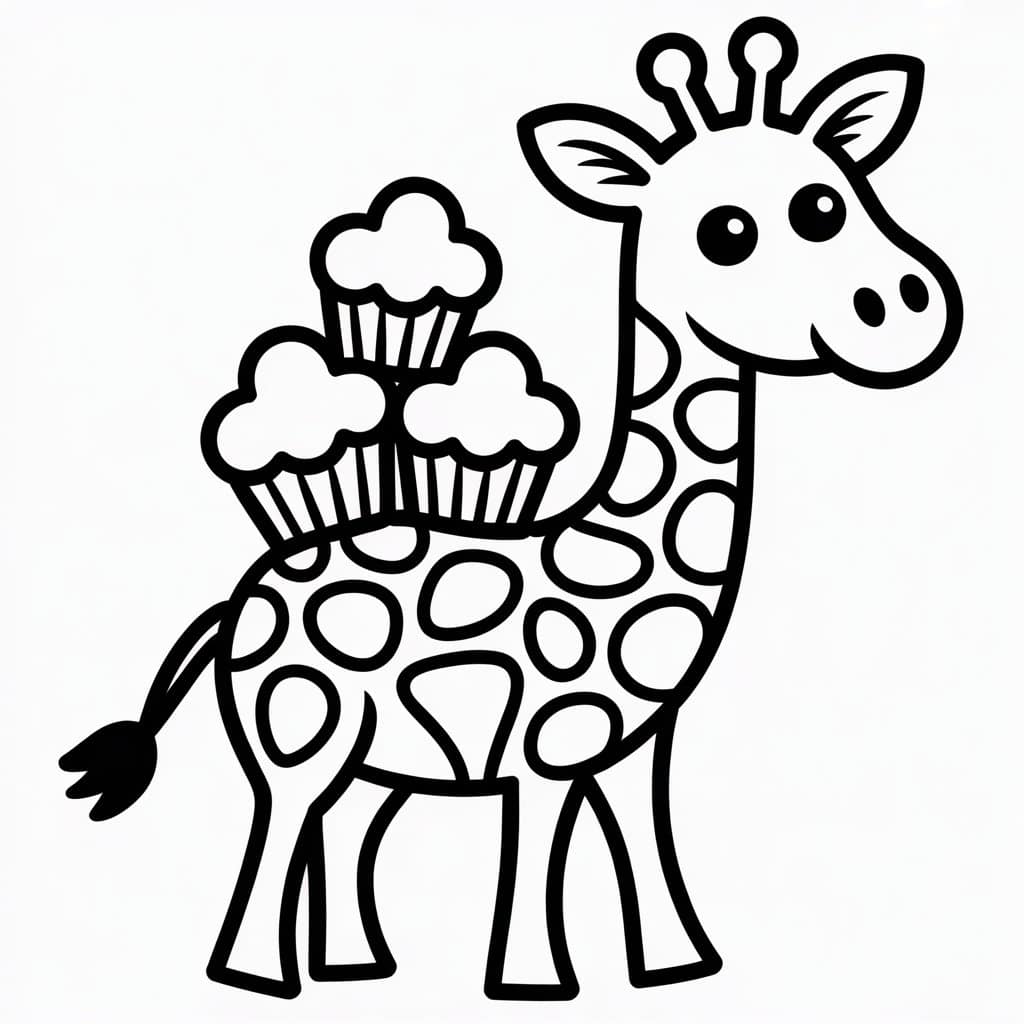 giraffe coloring page cupcake carry