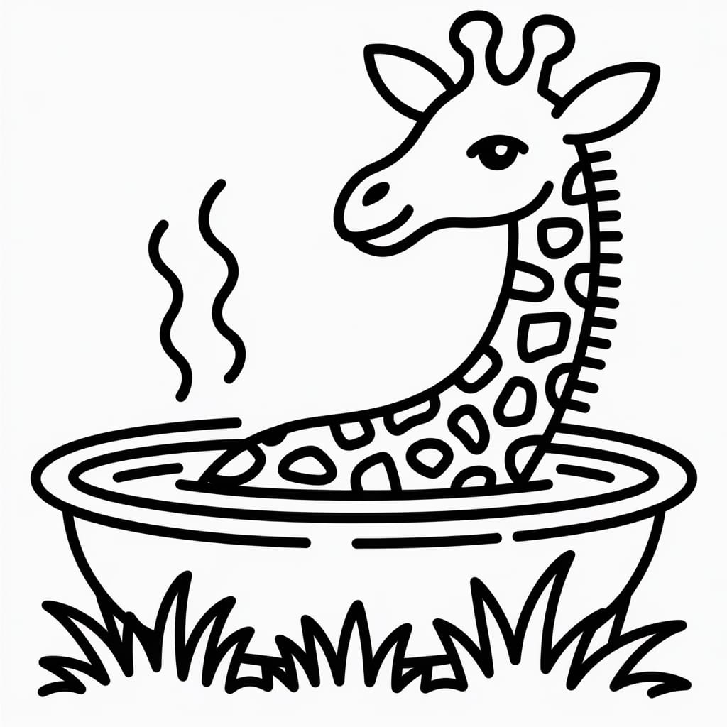 giraffe coloring page hot tub